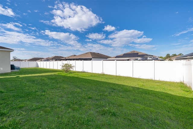 view of yard with a fenced backyard