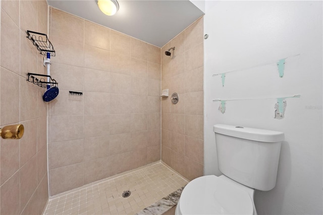 bathroom with toilet and a tile shower