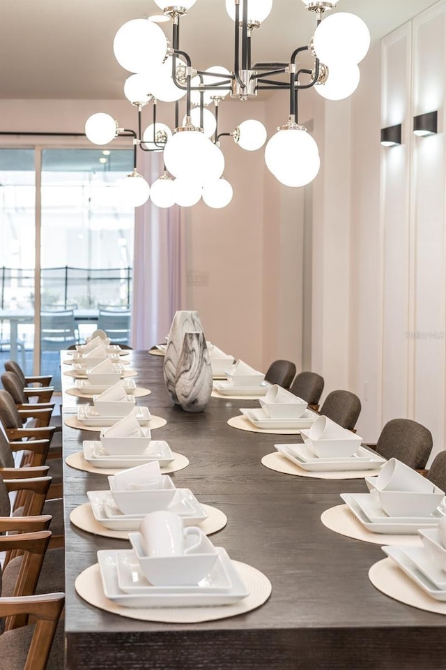 dining room featuring an inviting chandelier