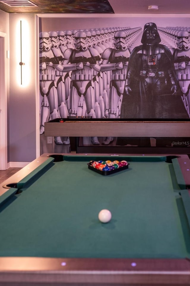 recreation room featuring pool table