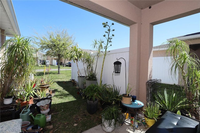 view of yard featuring fence