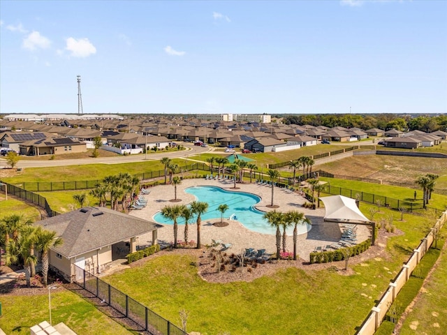 drone / aerial view with a residential view