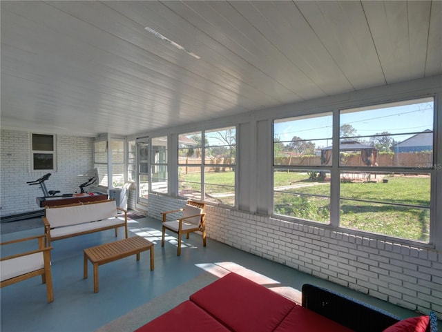 sunroom / solarium with wooden ceiling