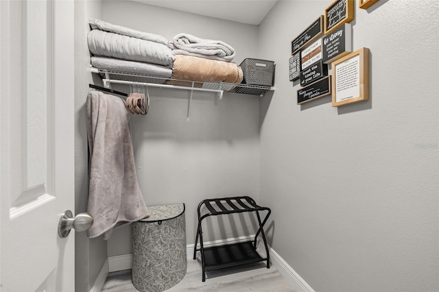 walk in closet featuring wood finished floors