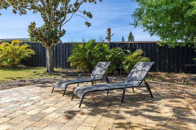 view of patio with a fenced backyard