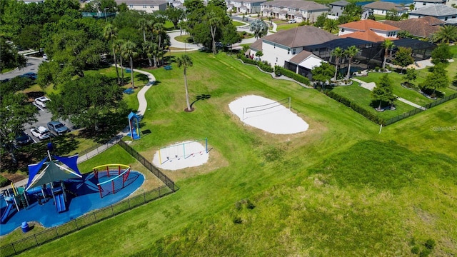 bird's eye view with a residential view