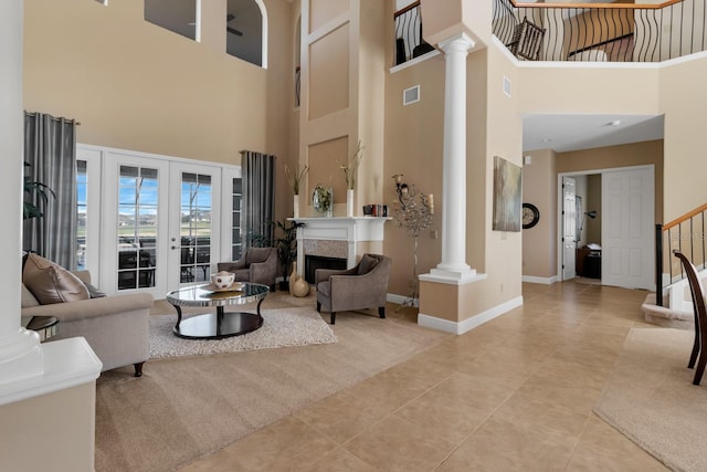 community lobby with visible vents and stairway