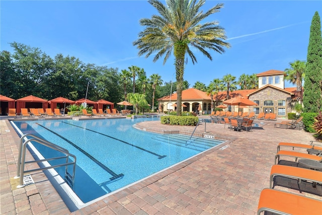 pool featuring a patio area