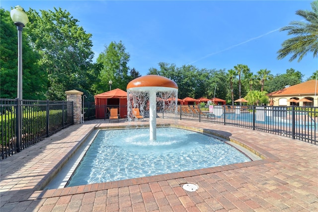 community pool with fence