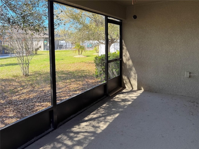 view of unfurnished sunroom