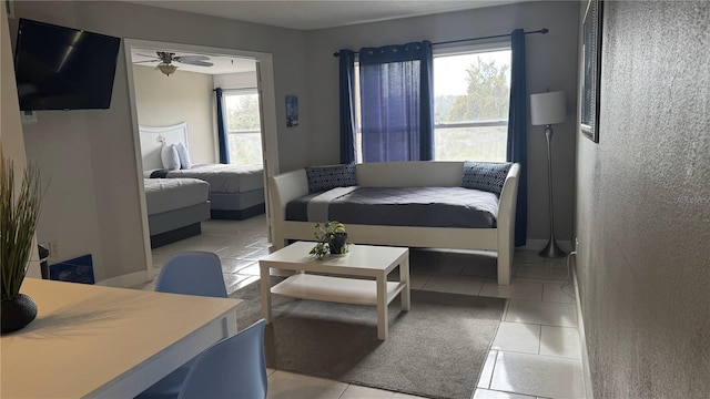 bedroom with tile patterned flooring