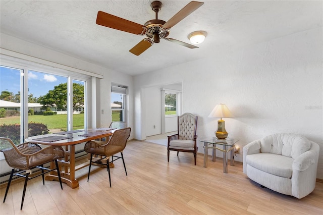 interior space with light wood-style floors and a textured ceiling