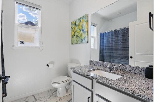 7793 Clove Hitch Way, Orlando, FL 32832 - full bathroom featuring marble finish floor, a healthy amount of sunlight, baseboards, and toilet