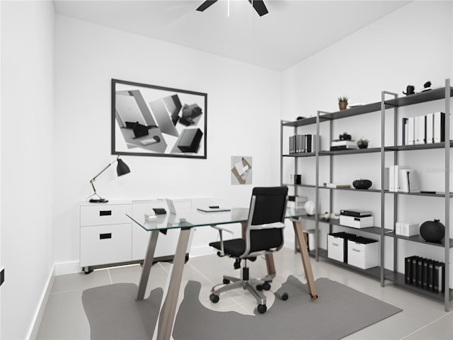 159 Antilla Dr, Rotonda West, FL 33947 - office area featuring ceiling fan and baseboards