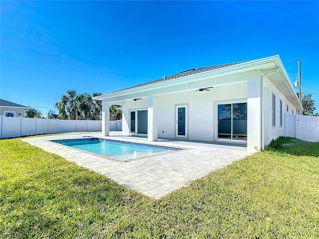 159 Antilla Dr, Rotonda West, FL 33947 - rear view of property featuring stucco siding, a patio, and ceiling fan