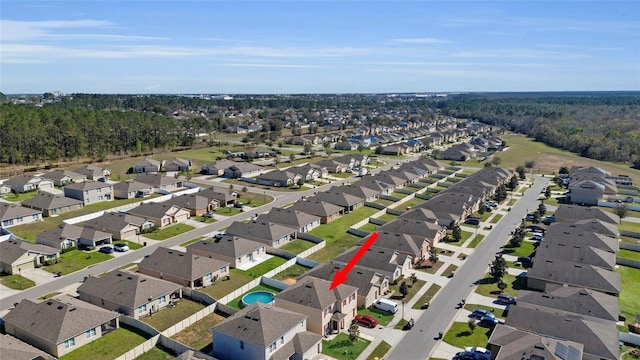 drone / aerial view with a residential view