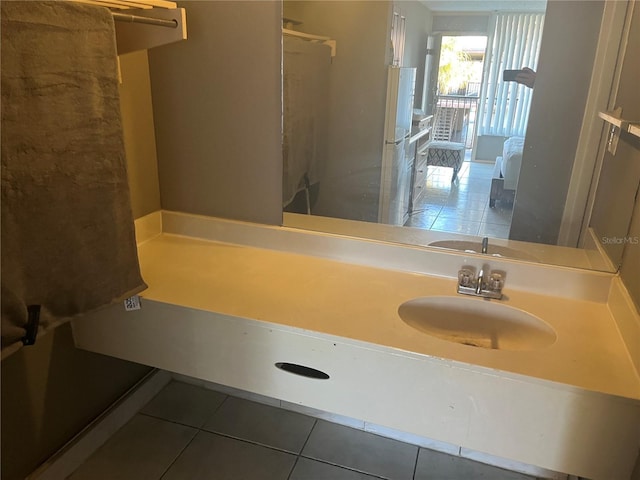 bathroom featuring vanity and tile patterned floors