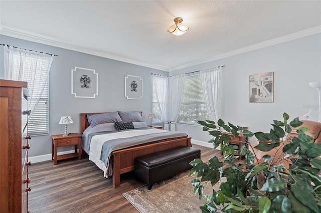 3304 Cat Brier Trl, Harmony, FL 34773 - bedroom with crown molding, baseboards, and dark wood-style flooring