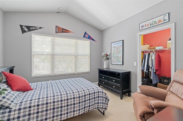 3304 Cat Brier Trl, Harmony, FL 34773 - bedroom featuring vaulted ceiling, a closet, a walk in closet, and light colored carpet