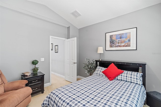 3304 Cat Brier Trl, Harmony, FL 34773 - bedroom with lofted ceiling, light colored carpet, visible vents, and baseboards