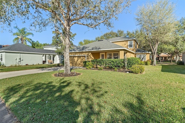 3304 Cat Brier Trl, Harmony, FL 34773 - view of front of property with concrete driveway, a front lawn, an attached garage, and stucco siding