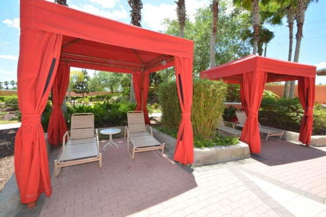 view of patio / terrace with a gazebo