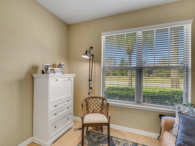 sitting room with baseboards