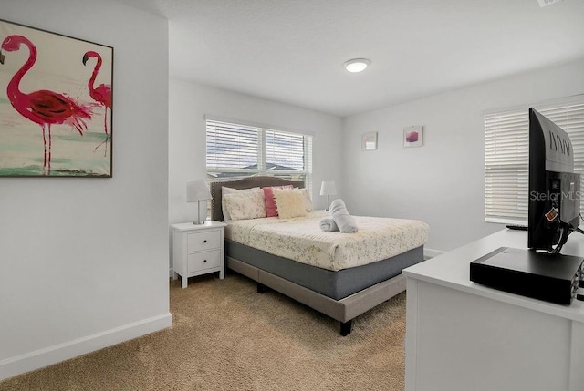 bedroom with baseboards and carpet floors