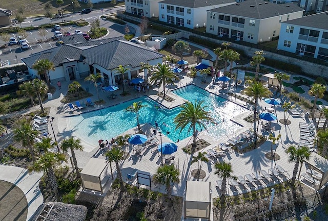 aerial view with a residential view