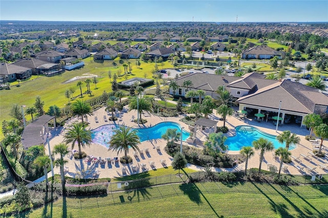 aerial view with a residential view