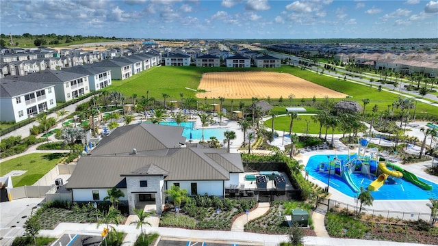 drone / aerial view with a residential view