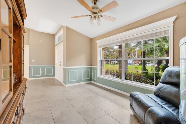 interior space featuring plenty of natural light and ceiling fan