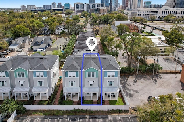 aerial view with a residential view and a view of city