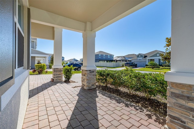 view of patio featuring a residential view