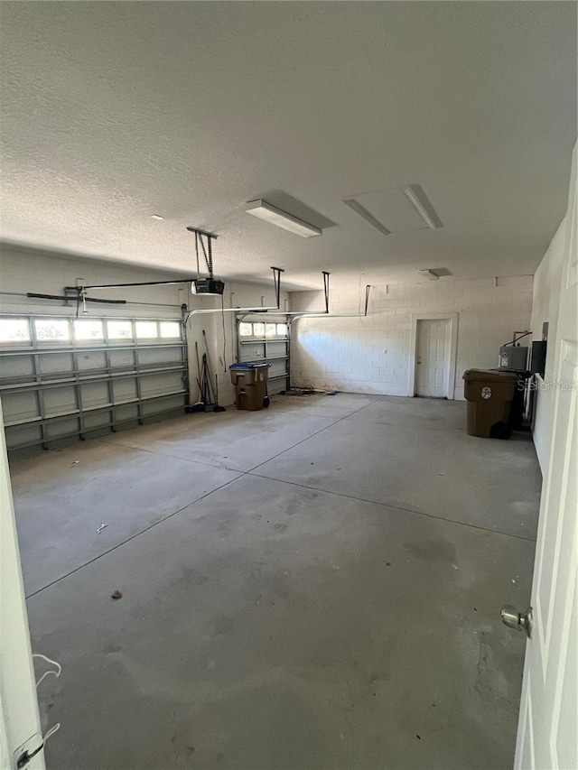 garage with a garage door opener