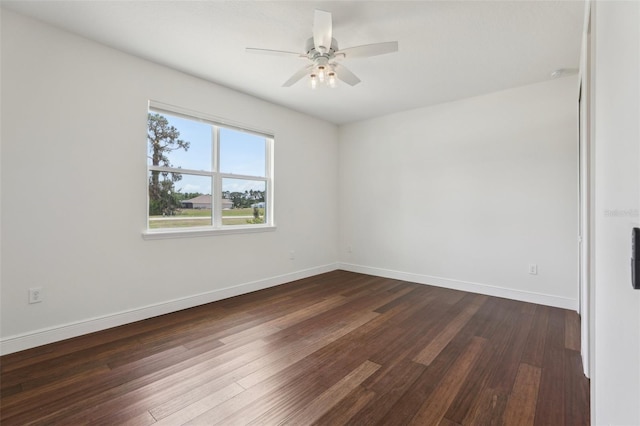 3607 Hidden River Ln, Tavares, FL 32778 - unfurnished room with dark wood finished floors, baseboards, and ceiling fan