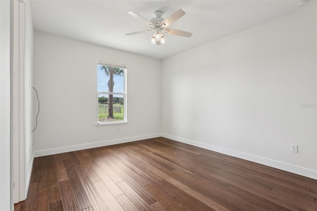 3607 Hidden River Ln, Tavares, FL 32778 - empty room featuring baseboards, dark wood-style flooring, and ceiling fan