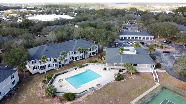 aerial view with a residential view