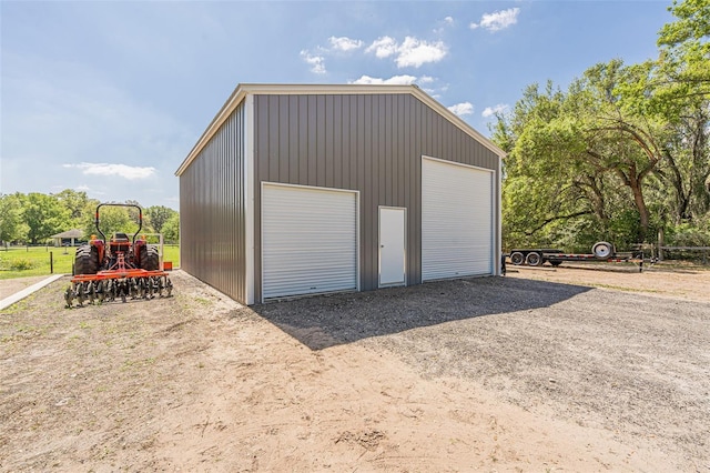 view of detached garage