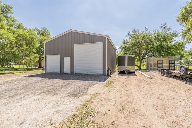 view of detached garage