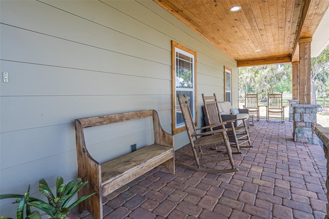 view of patio featuring covered porch