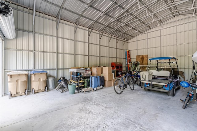 garage featuring metal wall