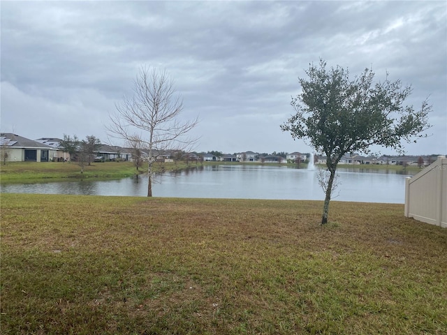 view of water feature with a residential view