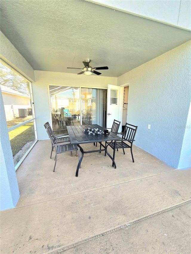 view of patio / terrace featuring outdoor dining space and a ceiling fan