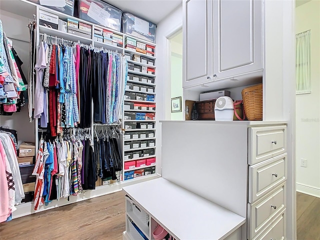 spacious closet with wood finished floors