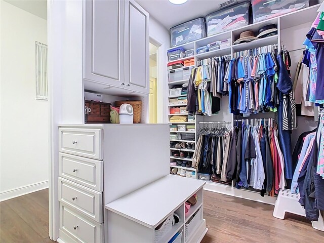 spacious closet with wood finished floors