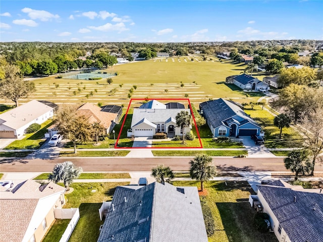 bird's eye view with a residential view