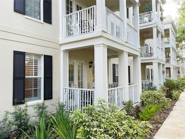 exterior space featuring stucco siding