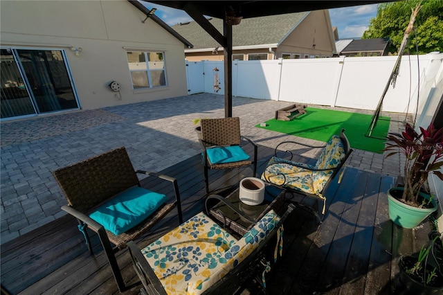 view of patio with a fenced backyard