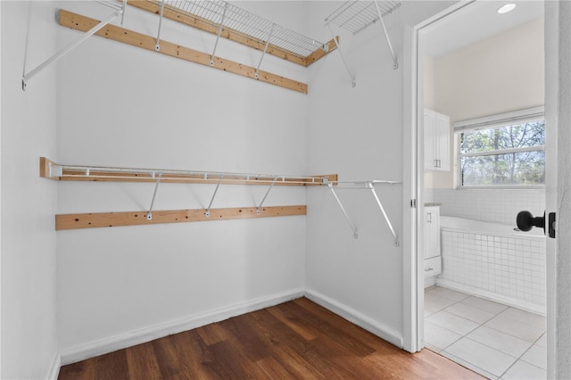 spacious closet featuring wood finished floors